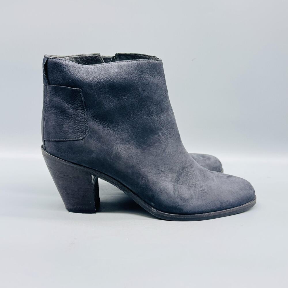 Humanoid Boots Womens 10 Black Nubuck Leather Ankle Booties Stacked Block Heel